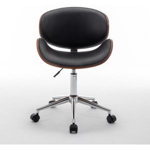 Design Bureaustoel - Bureaustoel met armleuningen - Lederlook Zwart