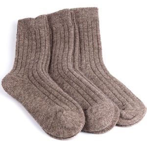 Mongolian Made Wollen Sokken van 100% Schapenwol – Warme, Zachte & Ademende Heren- en Dames Sokken – Maat 37-48 - Bundel van 3-paar