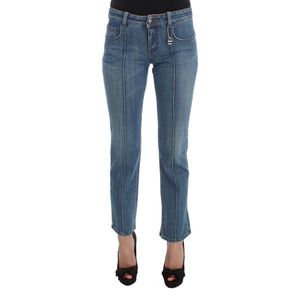 Blauwe katoenen slim-fit cropped jeans