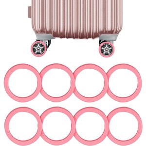 Allecto Plus - 8-delige set Spinner Wieldoppen van Siliconen voor Geluidsbestendige Koffer Wielen - Roze - Geschikt voor de meeste 8 Caster Koffers - Bagage Accessoires tegen Slijtage