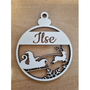 Gepersonaliseerde kerstbal kerstman - Hout