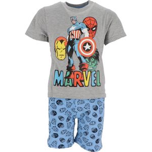 Marvel Pyjama - Shortama - Maat 110/116 - Katoen - Grijs/Blauw - Jongens