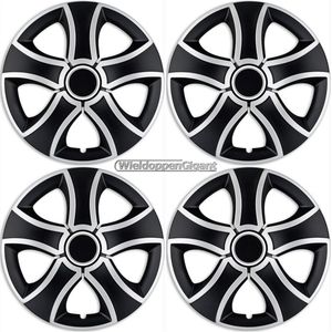 Wieldoppen set BISY-SB 15 inch in zilver/zwart + chroom ring. Set a 4 stuks (CONTROLEER UW BANDENMAAT en lees a.u.b. de onderstaande, uitgebreide tekst!)