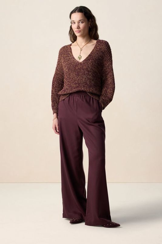 Sissy-Boy - Donkerrode v-hals trui met lurex