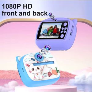 Kids Mini Print Camera - 1080P - 16x digitale zoom - Direct printen - Selfiemodus - 32GB SD-kaart - 1000mAh - Paars