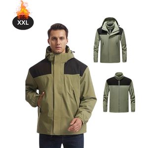 Livano Skipak - SkiBroek - Skijas - Ski Suit - Wintersport - Heren - Winter - Warm Fleece - Legergroen - Maat XXL