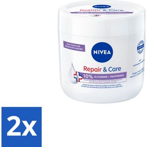 2 x NIVEA - Bodycrème - Herstel & Verzorging Gevoelig - Met 10% Glycerine & Panthenol - Voor gevoelige & jeukerige huid - 400 ml - NIVEA Bodycrème - Gevoelige Huid - Droge Huid - Jeukende Huid - Hydraterende Crème