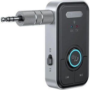 Nextora - 2 in 1 Bluetooth Receiver en Transmitter - Bluetooth Ontvanger - Bluetooth Receiver Auto - Bluetooth Audio Receiver - Aux Bluetooth Auto - Bluetooth auto - Bluetooth 5.3 - AUX Bluetooth - Handsfree Bellen - Zwart/grijs