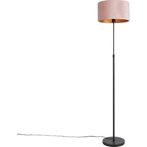 QAZQA parte fl - Landelijke Vloerlamp | Staande Lamp - 1 lichts - H 1675 mm - Zwart Goud - Woonkamer | Slaapkamer