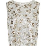 MSCH - Magnolia SL Top EMB - Mouwloze Top - Zilver en Coco