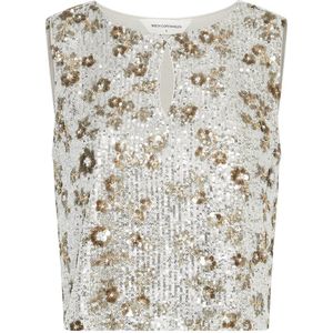 MSCH - Magnolia SL Top EMB - Mouwloze Top - Zilver en Coco