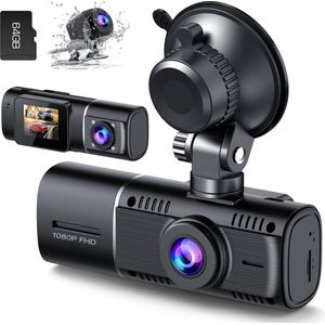 3-Kanaals Auto Dashcam - Full HD Voor- Achter- en Interieurregistratie - Infrarood Nachtzicht - Bewegingsdetectie - Compact en Discreet Ontwerp - Parkeermodus - Auto Beveiligingscamera