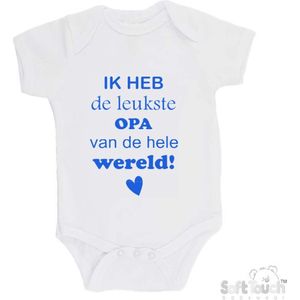 100% katoenen Romper ""Ik heb de leukste opa van de hele wereld"" Jongens Katoen Wit/blauw Maat 56/62