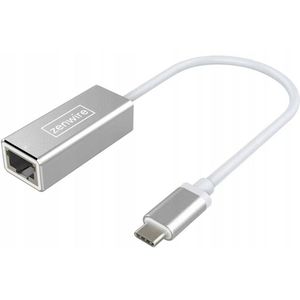 Zenwire USB-C naar Ethernet RJ-45 Adapter - Netwerk Kabel met RJ45 Poort - USB Type-C naar RJ45 Ethernet - Ondersteuning voor Fast Ethernet - Compatibel met Windows, Mac, Linux en Android - Lan Netwerk Adapter - Netwerkadapter- Zilver