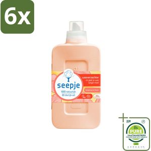 Seepje - Wasverzachter - Verzorgt en Verfrist - Sandelhout en Perzik - 30 Wasbeurten - 750 ml - Voordeelverpakking - 6 stuks - Wasverzachter - Wasmiddel
