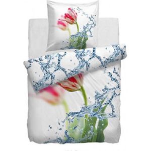 Face to Face Waterflower Dekbedovertrek - Eenpersoons - 140x200/220 cm - Wit