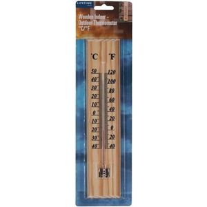 Houten thermometer binnen/buiten 22 cm