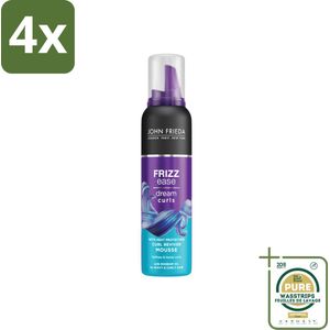 John Frieda – Haarmousse – Frizz Ease Curl Reviver – Krulversterkend – 200 ml - Voordeelverpakking - 4 stuks - Kruldefinitie - Krulstructuur