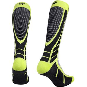 HOTFEEL Skisokken Maat M - Compressiesokken - Ski Sokken van Merinowol - Snowboard Sokken - Groen/Zwart
