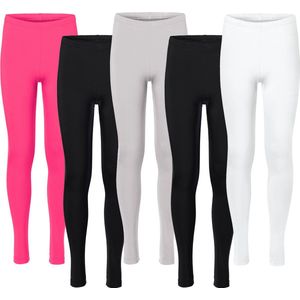 Merry Style Meisjes Leggings - Sport - Vrijetijdsbroek - Lang - Viscose - Sporbroek - 5-Pack - MS-MS10-130-LE-5B - Zwart/Zwart/Roze/Wit/Caffe Latte - 116