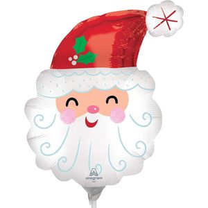 Anagram Folieballon Smiley Santa Wit/rood 2-delig