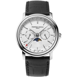 Frédérique Constant Classics Index Business Timer FC-270SW4P26 Horloge - Leer - Zwart - Ø 40 mm