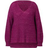 Janet & Joyce Janet & Joyce - Dames - Trui oversized V-hals - Fuchsia roze - Maat 42+