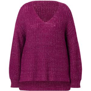 Janet & Joyce - Dames - Trui oversized V-hals - Fuchsia roze - Maat 42+