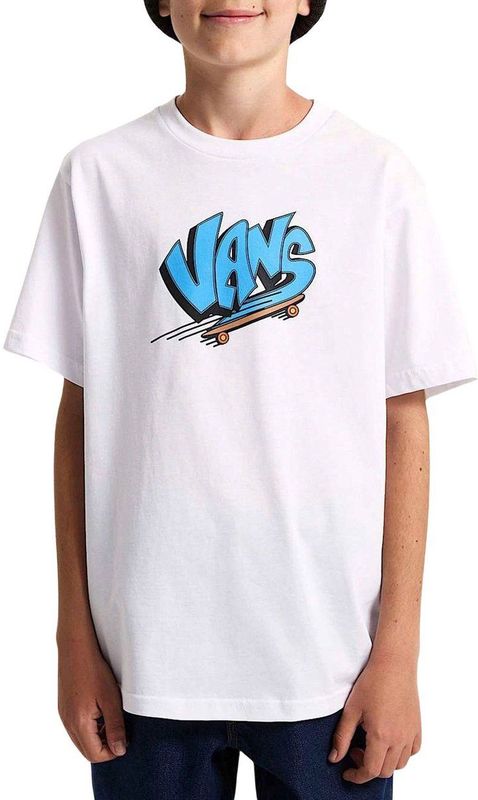 VANS - SK8 - T-shirt - Azuur - Brokaat - Zwart - Wit