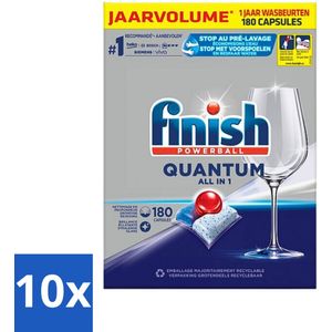 10 x Finish Powerball - Quantum All in 1 - Vaatwastabletten - 180 Tabletten - Vaatwasmiddel - Vaatwastabletten - Reinigingsmiddel - Glans - Vaatwastablet