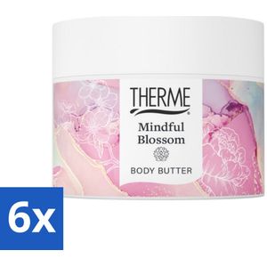 6 x Therme - Mindful Blossom - Bodybutter - Hydraterend - Verzorgend - 225gr - Lichaamsbalsem - Hydraterende Bodybutter - Verzorging - Bloesemgeur - Pioenroos
