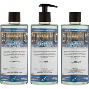Douchegel Hammam Herbal 500 ml - set van 3 stuks - met gratis pomp - Showergel