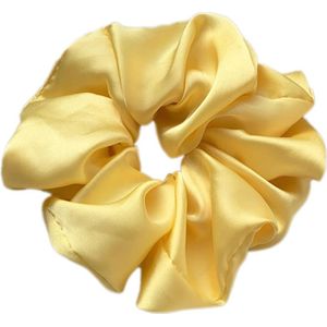 Satin Hair Bobbles, Scrunchies, Hair Elastic, Soft Elastic Silk Hair Band, Hair Breakage and Anti-Wrinkle Ponytail Holder Silk Hair Band for Women and Girls, Yellow