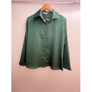 Beeldige groene satijnen blouse - maat L