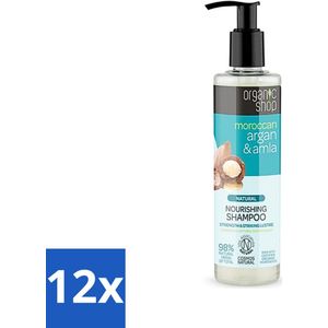 Organic Shop - Natural Nourishing Shampoo - Argan Hair & Amla - Herstellend en Voedend - 280 ml - Voordeelverpakking - 12 stuks