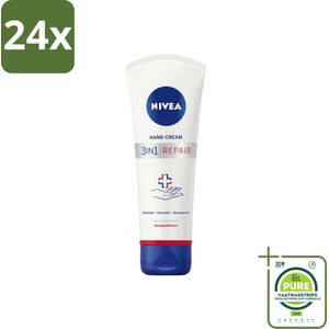 NIVEA - Handcrème - 3-in-1 Herstel - Verlicht - Herstelt - Beschermt - 100 ml - Voordeelverpakking - 24 stuks - Handcreme - Droge handen