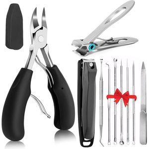 10-Pack Professionele Nageltangen Set - Voor Kalknagels & Dikke Nagels | Inclusief RVS Hoektang + Rechtetang | Dubbele Overbrenging & Dubbelscharnier