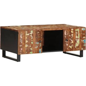 The Living Store Salontafel 100x54x40 cm massief gerecycled hout en bewerkt hout - Salontafel - Houten Salontafel - Vintage Salontafel - Recyclage Meubilair - Stoere Salontafel