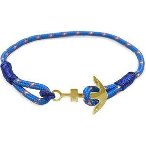 Frank 1967 7FB-0072 - Rope armband - stalen anker 15 mm - lengte 22,5 cm - blauw / rood / wit / goudkleurig