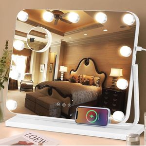 Verlichte Make-upspiegel met 10X Vergroting en 3 Lichtmodi