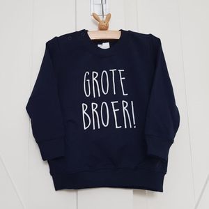 Sweater trui shirt voor kind - grote broer blauw Maat 74 - Big brother bro - Familie uitbreiding - Zwangerschap aankondiging hoera stoer ik word bekendmaking baby