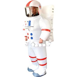 KIMU® Opblaas Kostuum Astronaut - Opblaasbaar pak - Astronautenpak Mascotte Opblaaspak - Opblaasbare Ruimtevaarder Volwassenen Dames Heren Festival