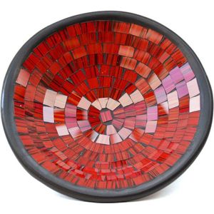 Floz Design schaal - fruitschaal - mozaiekschaal - glasmozaiek en aardewerk - 25 cm - rood