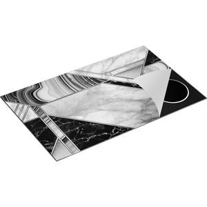 Chefcare Inductie Beschermer Abstracte Kunst - Goud Wit Zwart Marmer - Zwart Wit - 85x52 cm - Afdekplaat Inductie - Kookplaat Beschermer - Inductie Mat