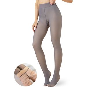 Enzo Lucci Thermo Fleece Panty voor Dames – Plus Size – Gevoerd & Corrigerend – legging – Maat M-L – Hoge Taille - Grijs