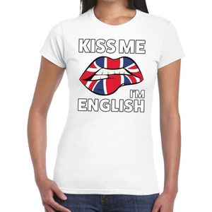 Kiss me I am English t-shirt wit dames - feest shirts dames - Engeland kleding L