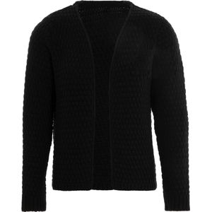 Knit Factory - Becky Gebreid Vest - Gebreide dames cardigan - Kort vest op heuphoogte - Damesvest gemaakt uit 30% wol en 70% acryl - Zwart - 40/42