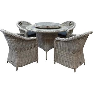 Chester Riccione dining tuinset 110cm rond 6-delig wit