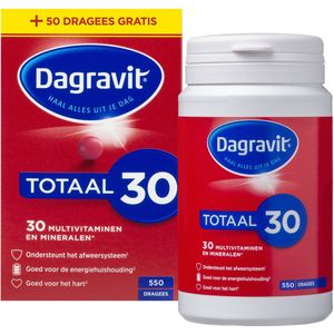 Dagravit Totaal 30 Multivitaminen Voordeelverpakking - Vitamine A, C en het mineraal selenium ondersteunen het afweersysteem - 550 dragees