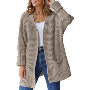 Dames herfstmode vest trui lichtgewicht open voorkant lange casual outfits met zakken
